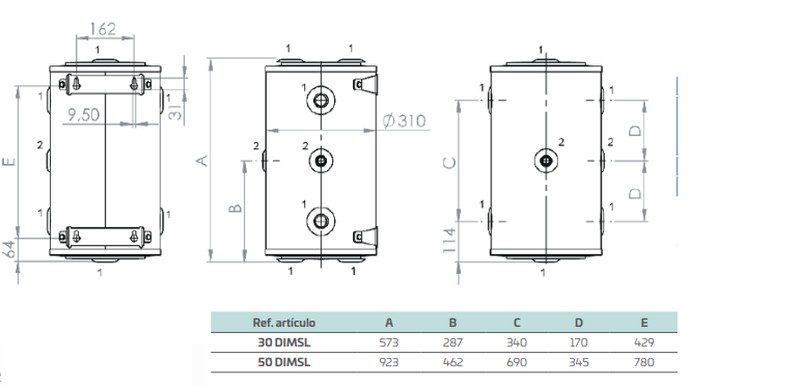 Cabel Inertia Tank 50 Liters Multiposition Slim Dimsl50 423196 Acpclima