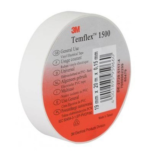 3M™ Temflex™ 155 Cinta Pvc  19Mm X 20M  Blanco 3M