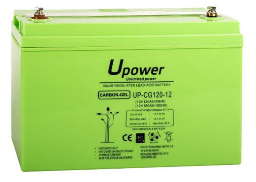 Bateria monobloco CARBON GEL, fechada sem manutenção 120Ah C10 12V