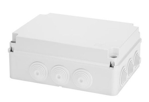 Junction Box With Low Screwed Cover - Ip55 - Internal Dimensions 300X220X120 - Walls With Cable Grommets - Gray