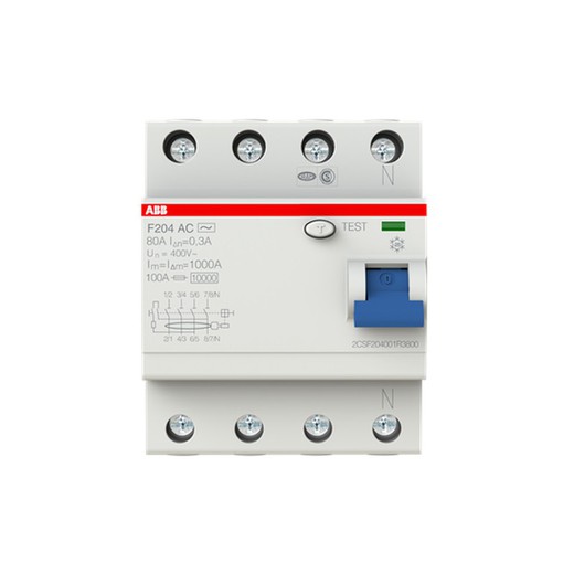 Interrupteur différentiel 4P Type CA 300 Ma F204Ac-80/0 3