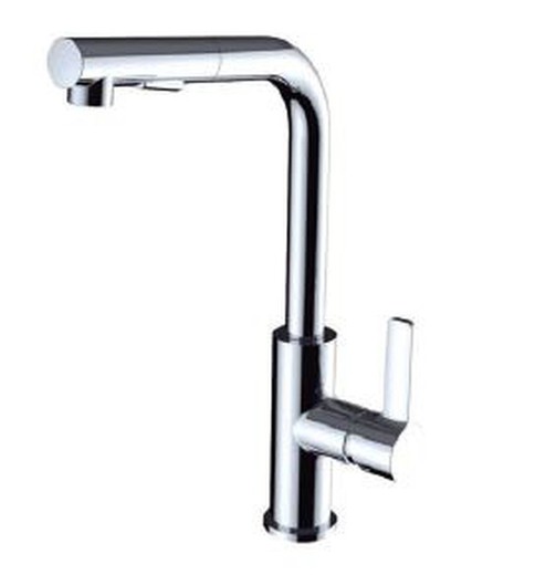 Kitchen mixer tap with pull-out spout and aerator in chrome finish Artec CABEL