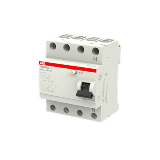 FH204 AC-63/0.03 Interruptor diferencial 4P Type AC 30 mA 2Csf204004R1630