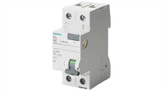 Differential Switch 5Sv Class-Ac 2 Poles 25A 30Ma 70Mm Siemens