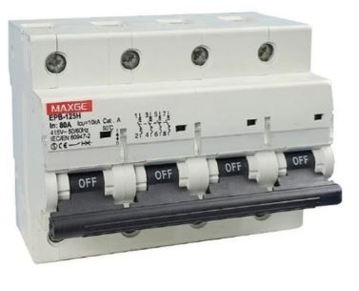 Interruttore Magnetotermico Epb125H Alpha+ 4P 80A Curva C 10Ka