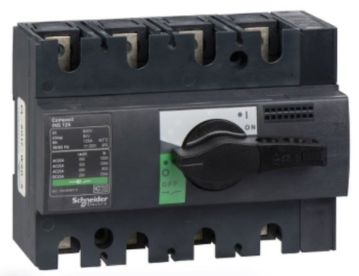 Interruptor / Seccionador Compacto 125A 4P Encastrado Preto