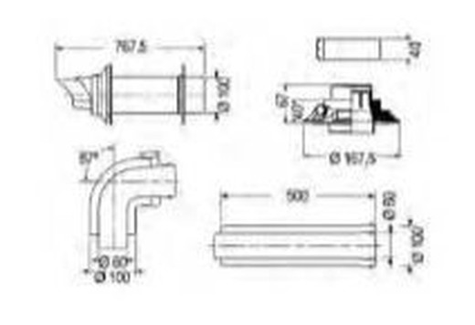 Erweiterter Auslass-Kit-Durchmesser 60/100 mm