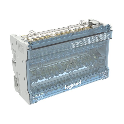 Modular Distributor of Staggered Buses 4 Poles, 125 A, 14 Outputs, 8 Modules