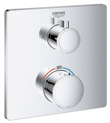 Termostato de chuveiro quadrado de 2 vias Grohtherm com Grohe Aquadimmer