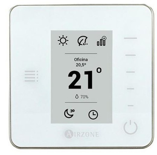 Airzone Think Einphasen-Chrom-Thermostat, 8 Zonen, Weiß