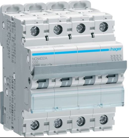 Automatic Magnetothermal N Curve-C 4P 32A Hager