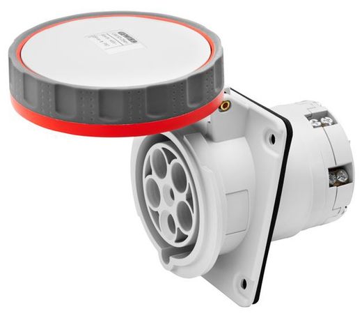 Base Fija De Empotrar A 10° Hp - Ip66/Ip67 - 3P+N+T 63A 346-415V 50/60Hz - Rojo - 6H - Contacto Piloto - Apriete Indirecto