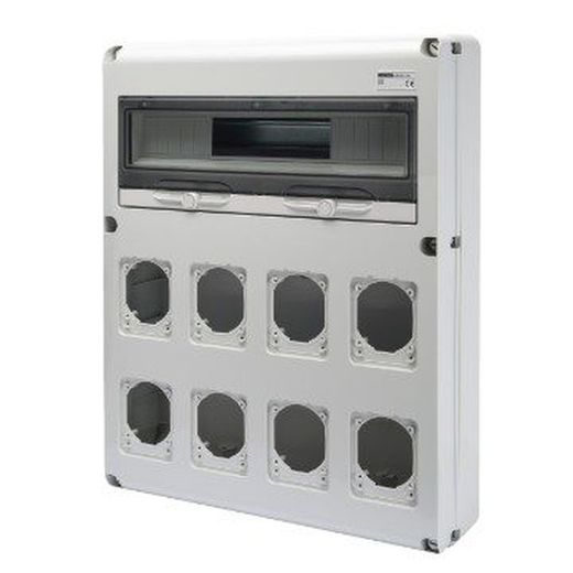 Caja Distribución Q-Din Con 20 Módulos 8 Frontales Base 16-32A Ip65