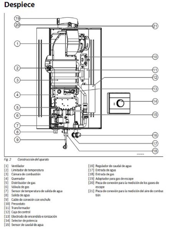 NECKAR Calentador Atmosferico Bajo Nox 10L Gas Butano con Encendido manual