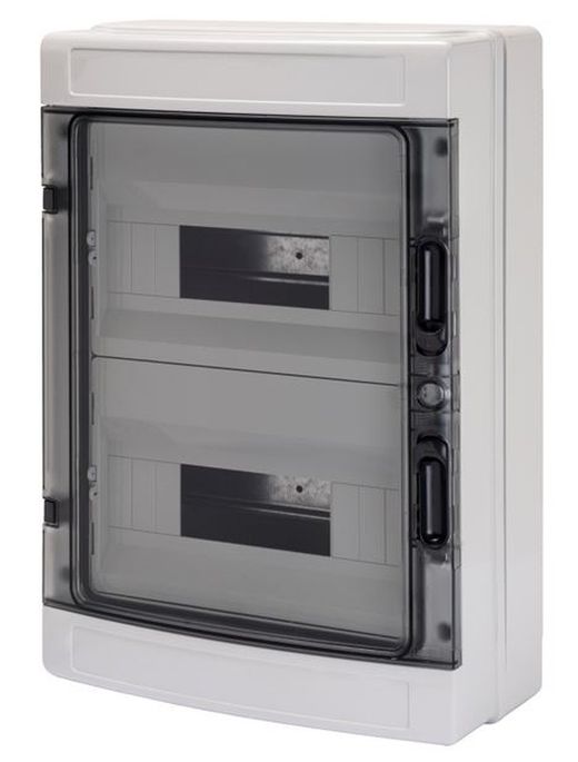 Quadro de distribuição com painéis pré-cortados e moldura removível - preparado para acomodar réguas de energia - (12X2) 24M IP65