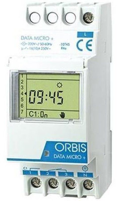 Int.Hor.Dig.Data Micro 2+230V 2 Cirtos.Conmd.Día/Semana 32 Mem.On/Off Pulso 1 59