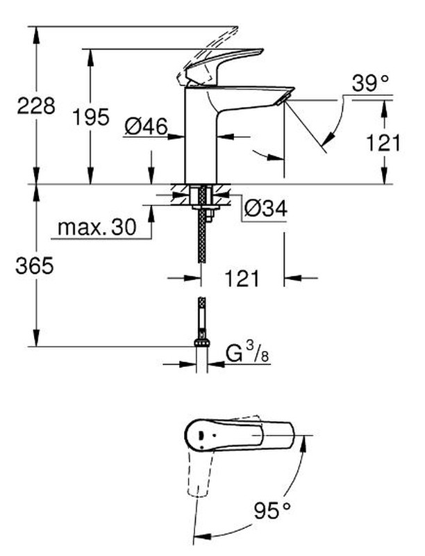 2339530E - GRIFO LAVABO 1/2'' EUROSMART 2021 SILKMOVE ES COLD START CROMADO  - GROHE