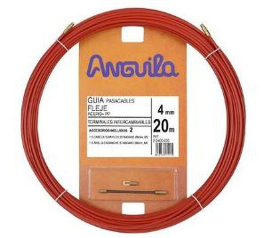Pasacables Acero Nylon 4Mm 20M Rojo